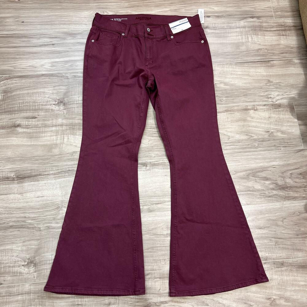 Arizona Jean Co Y2K Flare Extreme Low Rise Purple Denim Jeans Junior Size 15